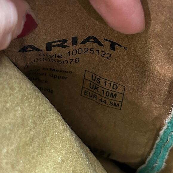 Ariat Leather Western Cowboy Boots Mens 11 Brown Blue/Green Country main image 7